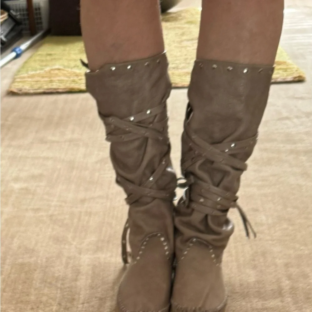 LEATHER  Slouch women’s boots - Picture 2 of 10